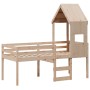 Cama alta con techo madera maciza de pino 90x190 cm de , Camas y somieres - Ref: Foro24-3282016, Precio: 207,33 €, Descuento: %