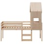 Cama alta con techo madera maciza de pino 90x190 cm de , Camas y somieres - Ref: Foro24-3282016, Precio: 207,33 €, Descuento: %
