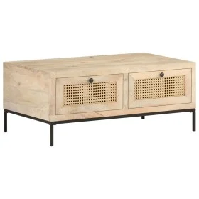 Solid mango wood and natural cane coffee table 90x50x37 cm by vidaXL, Coffee table - Ref: Foro24-323511, Price: 155,49 €, Dis...