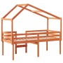 Cama alta con techo madera maciza de pino marrón cera 75x190 cm de , Camas y somieres - Ref: Foro24-3282063, Precio: 209,06 €...