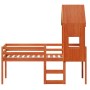 Cama alta con techo madera maciza de pino marrón cera 75x190 cm de , Camas y somieres - Ref: Foro24-3282021, Precio: 232,33 €...