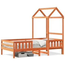 Estructura cama con techo madera maciza pino marrón 80x200 cm de , Camas y somieres - Ref: Foro24-3282164, Precio: 184,61 €, ...