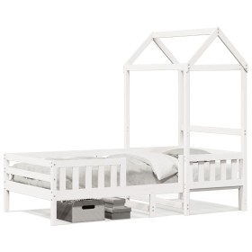 Estructura cama con techo madera maciza pino blanca 90x190 cm de , Camas y somieres - Ref: Foro24-3282166, Precio: 223,35 €, ...