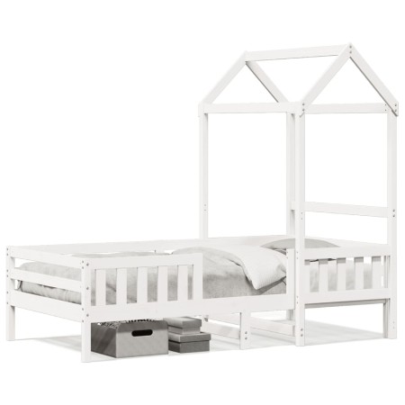 Estructura cama con techo madera maciza pino blanca 90x190 cm de , Camas y somieres - Ref: Foro24-3282166, Precio: 223,35 €, ...