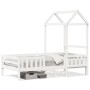 Estructura cama con techo madera maciza pino blanca 90x190 cm de , Camas y somieres - Ref: Foro24-3282166, Precio: 223,35 €, ...