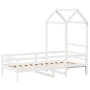 Sofá cama con techo madera maciza de pino blanco 90x200 cm de , Camas y somieres - Ref: Foro24-3282191, Precio: 195,03 €, Des...