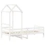 Sofá cama con techo madera maciza de pino blanco 90x200 cm de , Camas y somieres - Ref: Foro24-3282191, Precio: 185,63 €, Des...