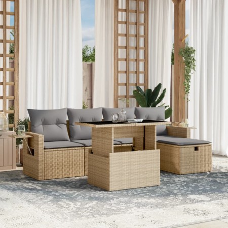 Juego de sofás jardín con cojines 6 pzas ratán sintético beige de , Conjuntos de jardín - Ref: Foro24-3274969, Precio: 405,17...