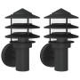 Apliques de exterior 2 unidades acero inoxidable negro de , Iluminación de exterior - Ref: Foro24-4006233, Precio: 51,97 €, D...