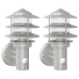 Apliques de exterior con sensor 2 unidades acero inoxidable de , Iluminación de exterior - Ref: Foro24-4006231, Precio: 66,71...