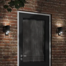 Lámparas de pared de exterior con sensor 2 uds aluminio negro de , Iluminación de exterior - Ref: Foro24-4006317, Precio: 48,...