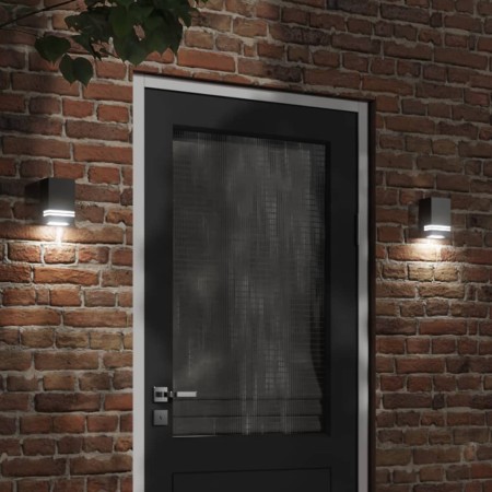 Apliques de exterior 2 unidades acero inoxidable negro de , Iluminación de exterior - Ref: Foro24-4006329, Precio: 31,85 €, D...