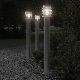 Lámparas de suelo exterior con enchufe 3 uds acero inox 110 cm de , Iluminación de exterior - Ref: Foro24-4006376, Precio: 14...