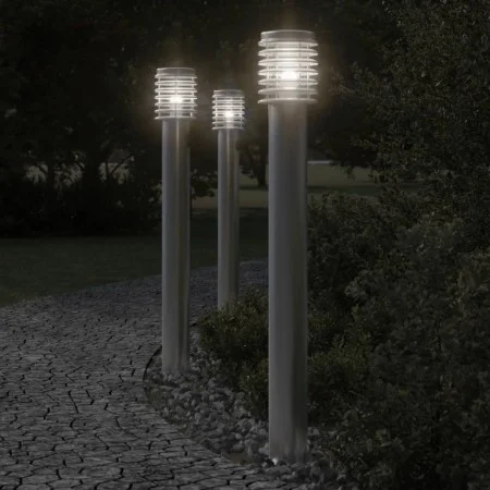 Lámparas de suelo exterior con enchufe 3 uds acero inox 110 cm by , Outdoor lighting - Ref: Foro24-4006376, Price: 139,05 €, ...
