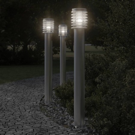 Lámparas de suelo exterior con enchufe 3 uds acero inox 110 cm de , Iluminación de exterior - Ref: Foro24-4006376, Precio: 14...