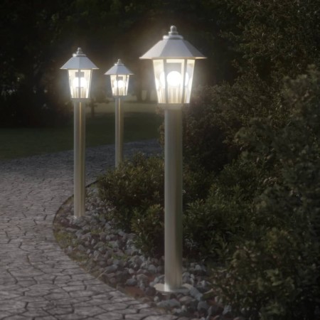 Lámpara de suelo de exterior acero inoxidable plateado 80 cm de , Iluminación de exterior - Ref: Foro24-4006381, Precio: 39,0...