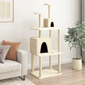Rascador para gatos con postes de sisal color crema 167 cm de , Mobiliario para gatos - Ref: Foro24-172067, Precio: 50,49 €, ...