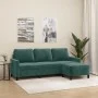 Sofá de 3 plazas con taburete de terciopelo verde oscuro 180 cm de , Sofás - Ref: Foro24-3201057, Precio: 325,54 €, Descuento: %