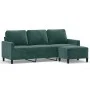 Sofá de 3 plazas con taburete de terciopelo verde oscuro 180 cm de , Sofás - Ref: Foro24-3201057, Precio: 325,54 €, Descuento: %
