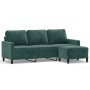 Sofá de 3 plazas con taburete de terciopelo verde oscuro 180 cm de , Sofás - Ref: Foro24-3201057, Precio: 332,56 €, Descuento: %