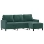 Sofá de 3 plazas con taburete de terciopelo verde oscuro 180 cm de , Sofás - Ref: Foro24-3201057, Precio: 325,54 €, Descuento: %