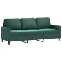 Sofá de 3 plazas con taburete de terciopelo verde oscuro 180 cm de , Sofás - Ref: Foro24-3201057, Precio: 325,54 €, Descuento: %