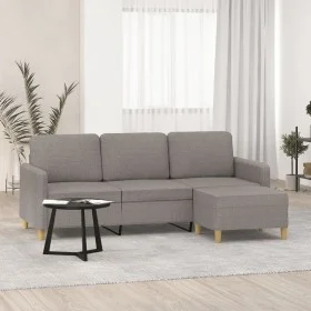 Sofá de 3 plazas con taburete de tela gris taupe 180 cm de , Sofás - Ref: Foro24-3201199, Precio: 310,63 €, Descuento: %