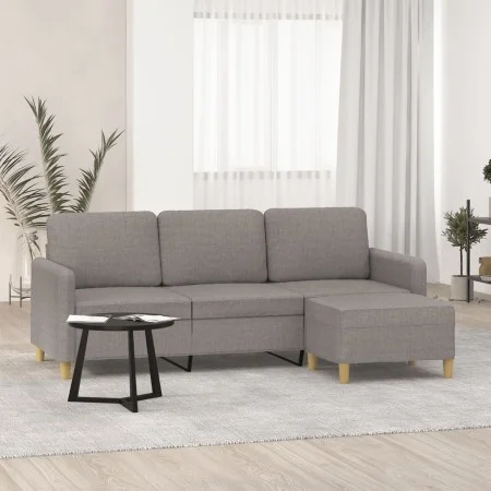 Sofá de 3 plazas con taburete de tela gris taupe 180 cm de , Sofás - Ref: Foro24-3201199, Precio: 310,63 €, Descuento: %