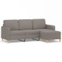 Sofá de 3 plazas con taburete de tela gris taupe 180 cm de , Sofás - Ref: Foro24-3201199, Precio: 326,26 €, Descuento: %