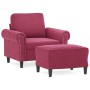 Sillón con taburete terciopelo rojo tinto 60 cm de , Sofás - Ref: Foro24-3201209, Precio: 206,06 €, Descuento: %