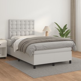 Cama box spring con colchón cuero sintético blanco 120x200 cm de , Camas y somieres - Ref: Foro24-3142834, Precio: 424,00 €, ...