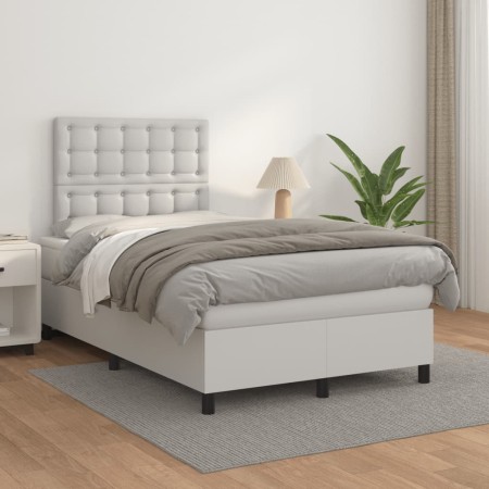 Cama box spring con colchón cuero sintético blanco 120x200 cm de , Camas y somieres - Ref: Foro24-3142834, Precio: 424,00 €, ...