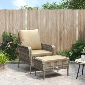 Sillón de jardín con reposapiés ratán sintético marrón claro de , Sillas de jardín - Ref: Foro24-364114, Precio: 200,64 €, De...