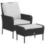 Sillón de jardín con reposapiés ratán sintético negro de , Sillas de jardín - Ref: Foro24-364116, Precio: 144,63 €, Descuento: %