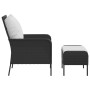 Sillón de jardín con reposapiés ratán sintético negro de , Sillas de jardín - Ref: Foro24-364116, Precio: 144,63 €, Descuento: %