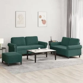 Juego de sofás con cojines 3 piezas terciopelo verde oscuro de , Sofás - Ref: Foro24-3202222, Precio: 579,25 €, Descuento: %