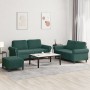 Juego de sofás con cojines 3 piezas terciopelo verde oscuro de , Sofás - Ref: Foro24-3202222, Precio: 602,37 €, Descuento: %