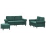 Juego de sofás con cojines 3 piezas terciopelo verde oscuro de , Sofás - Ref: Foro24-3202222, Precio: 602,37 €, Descuento: %