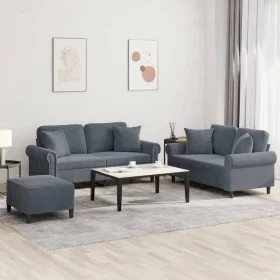 Juego de sofás con cojines 3 piezas terciopelo gris oscuro de , Sofás - Ref: Foro24-3202241, Precio: 560,16 €, Descuento: %