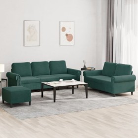 Juego de sofás con cojines 3 piezas terciopelo verde oscuro de , Sofás - Ref: Foro24-3202262, Precio: 626,53 €, Descuento: %