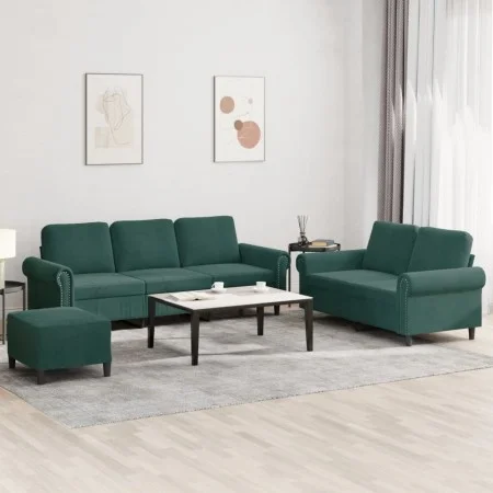 Dreiteiliges Sofaset mit dunkelgrünen Samtkissen. von , Sofas - Ref: Foro24-3202262, Preis: 615,39 €, Rabatt: %