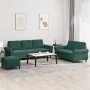 Dreiteiliges Sofaset mit dunkelgrünen Samtkissen. von , Sofas - Ref: Foro24-3202262, Preis: 615,39 €, Rabatt: %