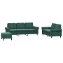 Dreiteiliges Sofaset mit dunkelgrünen Samtkissen. von , Sofas - Ref: Foro24-3202262, Preis: 615,39 €, Rabatt: %
