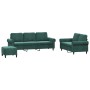 Juego de sofás con cojines 3 piezas terciopelo verde oscuro de , Sofás - Ref: Foro24-3202262, Precio: 626,53 €, Descuento: %