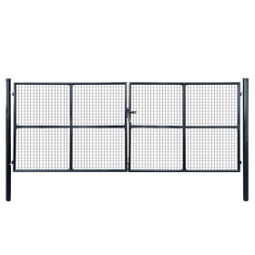 Puerta de malla de jardín acero galvanizado 400x150 cm gris de , Puertas de jardín - Ref: Foro24-143377, Precio: 536,97 €, De...
