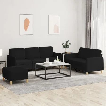 Juego de sofás con cojines 3 piezas tela negro de , Sofás - Ref: Foro24-3202130, Precio: 629,58 €, Descuento: %