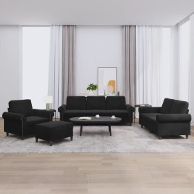 Juego de sofás con cojines 4 piezas terciopelo negro de , Sofás - Ref: Foro24-3202185, Precio: 784,23 €, Descuento: %