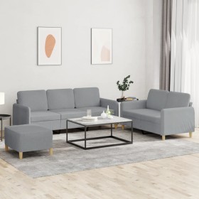 Juego de sofás con cojines 3 piezas tela gris claro de , Sofás - Ref: Foro24-3202126, Precio: 575,52 €, Descuento: %
