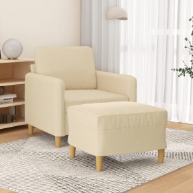 Sillón con taburete tela crema 60 cm de , Sofás - Ref: Foro24-3201186, Precio: 193,71 €, Descuento: %