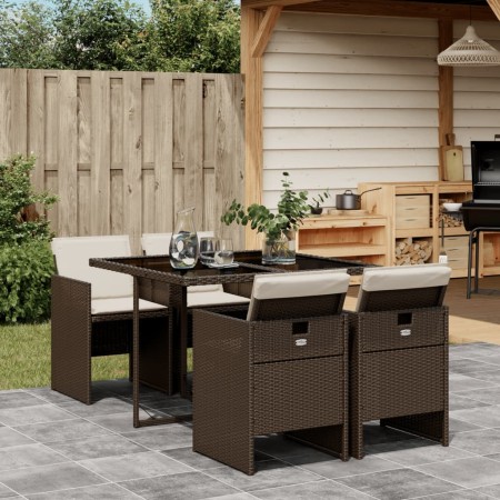 Set comedor de jardín 5 piezas y cojines ratán sintético marrón de , Conjuntos de jardín - Ref: Foro24-3210537, Precio: 373,4...